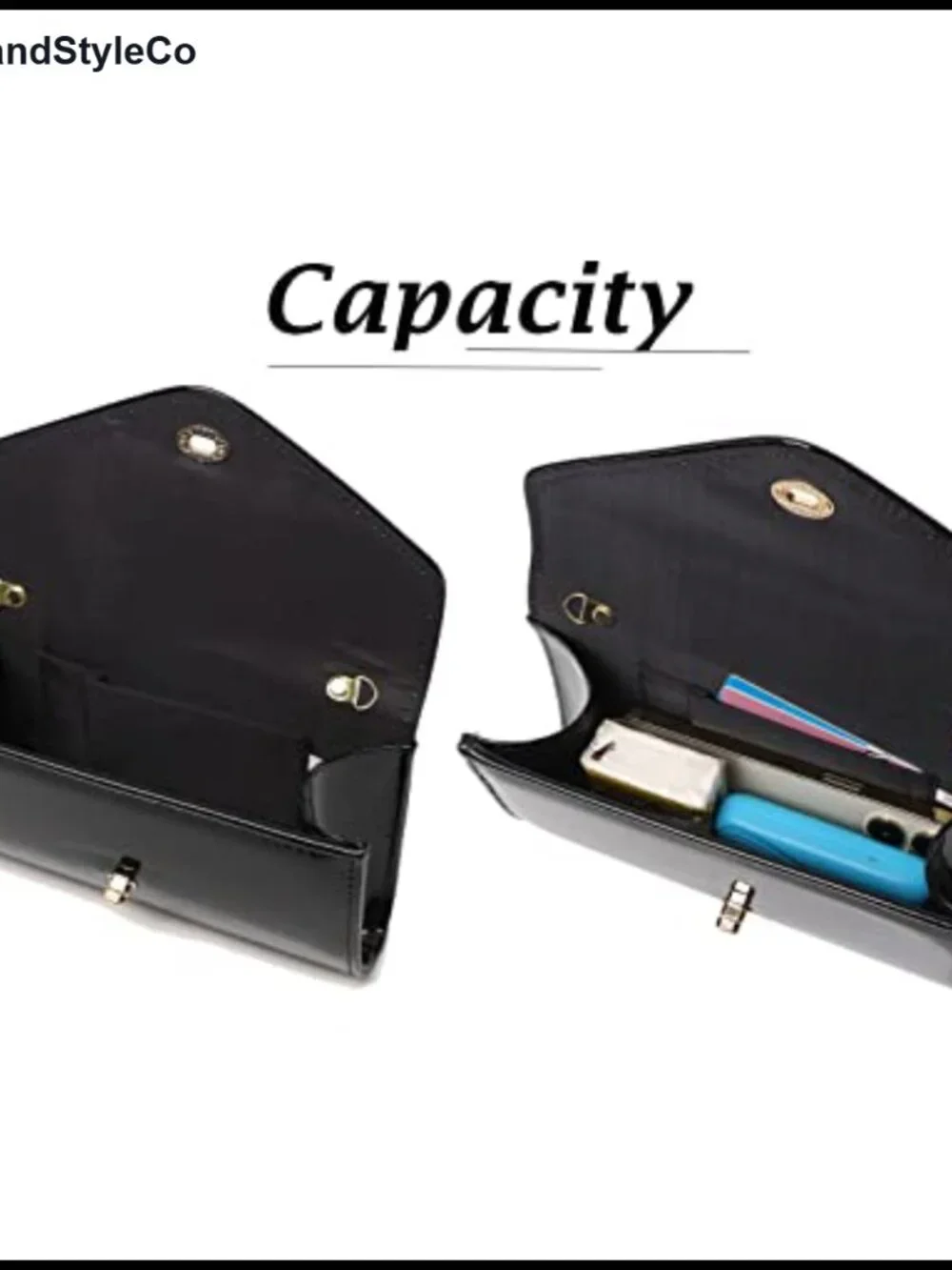 Patent Leather Envelope Clutch Purse Foldover Evening Bag with Chain Strap